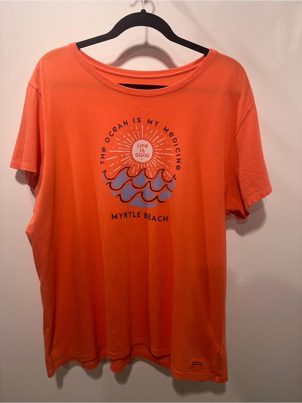 Life Is Good Orange Myrtle Beach Short Sleeve Tee XXL